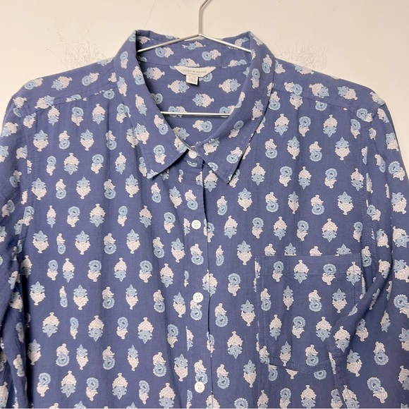 Lucky Brand Blue and White Patterned Button Up Lightweight Cotton Women's Shirt - Picture 2 of 13